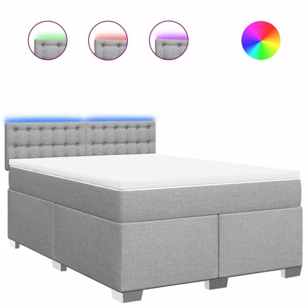 vidaXL Box spring posteljni z vzmetnico svetlo siv 140x190 cm blago