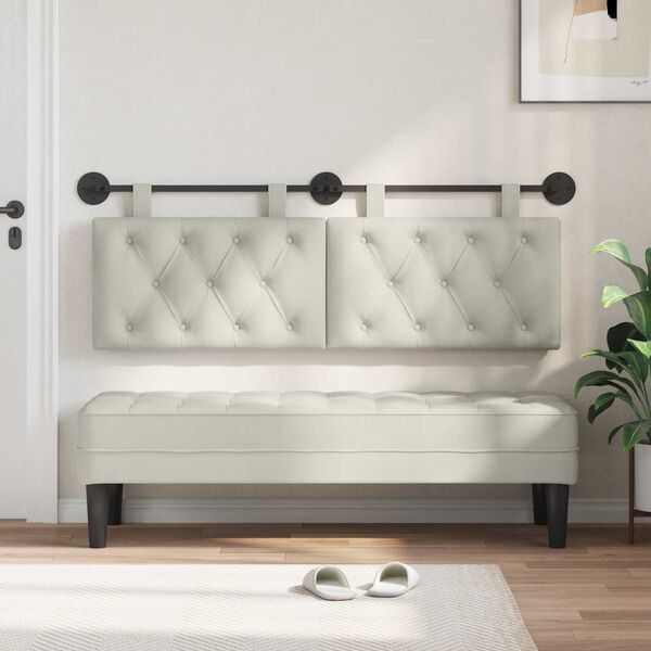 vidaXL Visoki naslon za glavo krema 130 x 55 x 7 cm Žamet