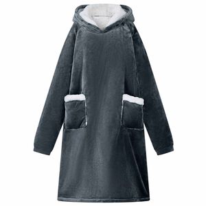 vidaXL Odeja s kapuco Temno modra M Flis in flanel