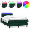 vidaXL Box spring postelja z vzmetnico LED temno zelena 120x210 cm žamet