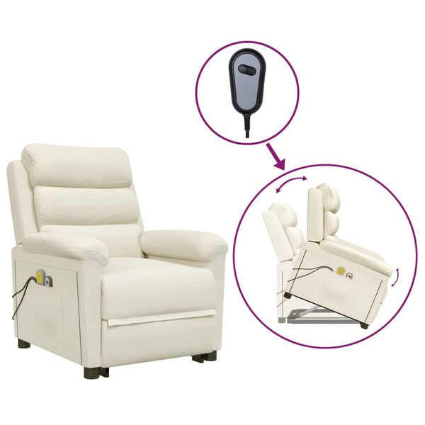 vidaXL Masažni stol s funkcijo vstajanja krem žamet