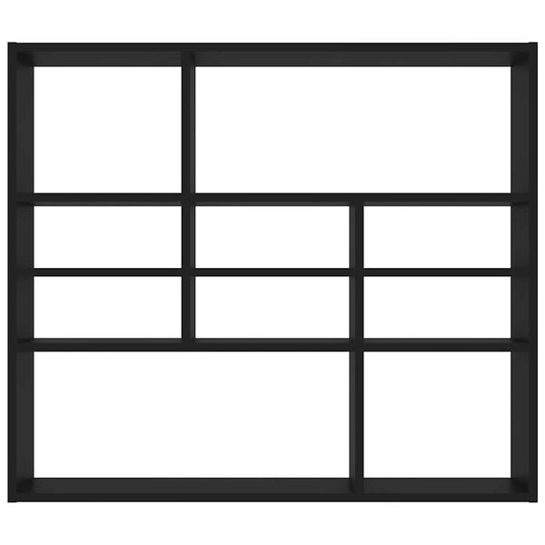 vidaXL Stenska polica črna 90x16x78 cm inženirski les