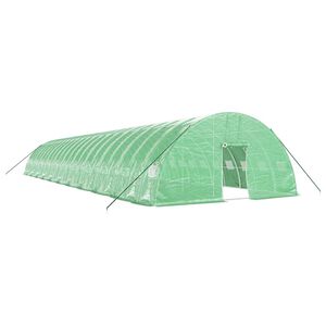 vidaXL Rastlinjak z jeklenim ogrodjem zelen 132 m&sup2; 22x6x2,85 m