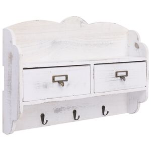 vidaXL Stenski obe&scaron;alnik za pla&scaron;če bel 50x10x34 cm les