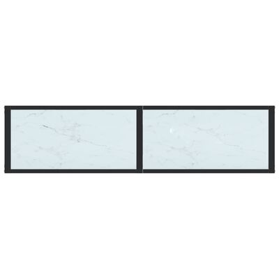 vidaXL Konzolna mizica beli marmor 140x35x75,5 cm kaljeno steklo