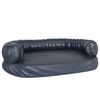 vidaXL Ergonomska pasja postelja iz pene tem. modra 88x65 cm um. usnje