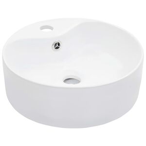 vidaXL Umivalnik z odprtino za odtekanje 36x13 cm keramičen bel