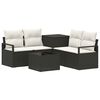 vidaXL Kavčna garnitura 6 kos Črna in krem bela Poli ratan in jeklo