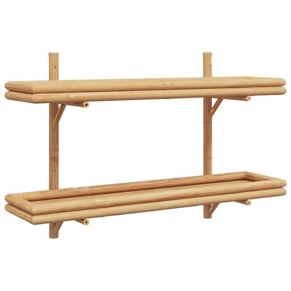 vidaXL Stenska polica s polico Rjava 100 x 26 x 60 cm Bambus
