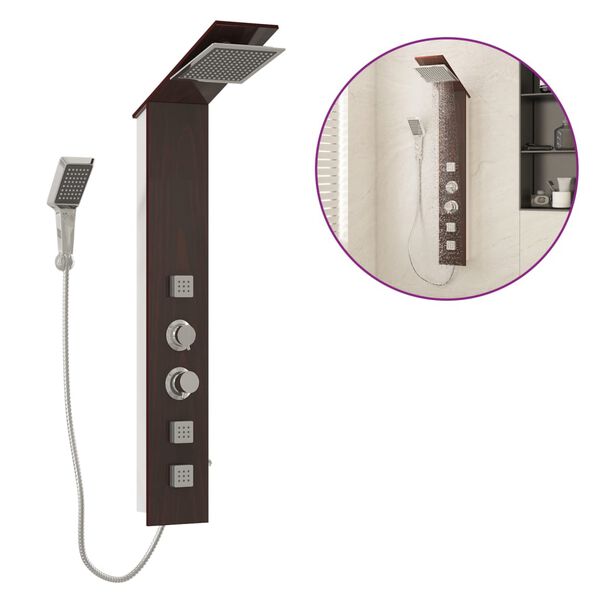 vidaXL Tuš panel steklo rjav