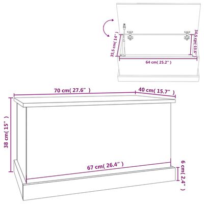 vidaXL Škatla za shranjevanje bela 70x40x38 cm inženirski les