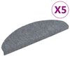 vidaXL Preproge za stopnice, samolepilne, 5 kosov, 65 x 21 x 4 cm, svetlo sive, polkrožne, velike