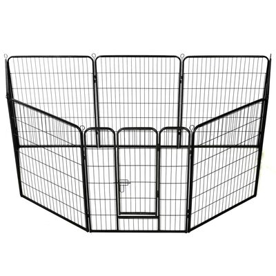 vidaXL Ograda za pse z 8 jeklenimi paneli 80x100 cm črne barve