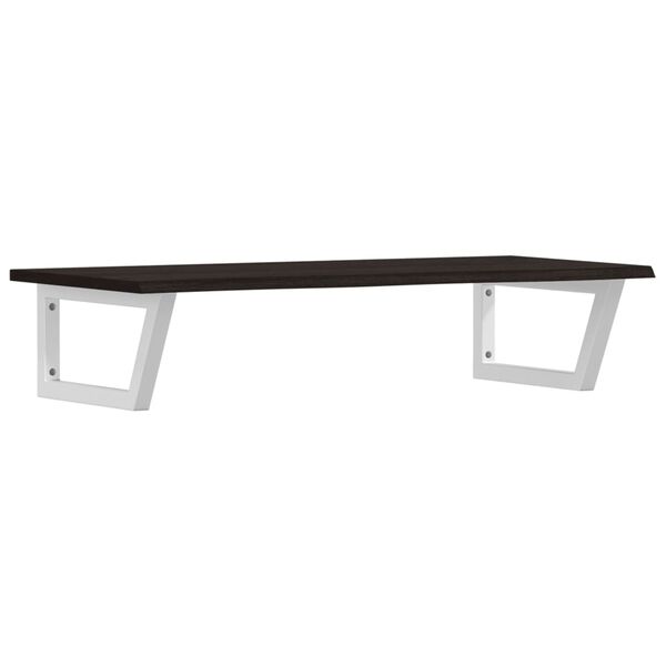 vidaXL Stenska polica za umivalnik jeklo in trdna hrastovina