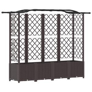vidaXL Dvignjeno leži&scaron;če s trellisom in streho Rjava 204 x 40 x 138 cm