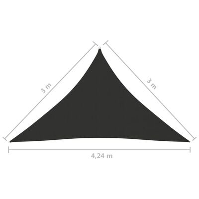 vidaXL Senčno jadro oksford blago trikotno 3x3x4,24 m antracitno