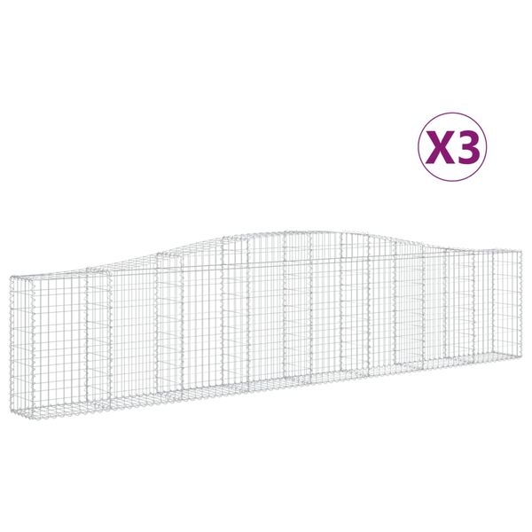 vidaXL Obokane gabion ko&scaron;are 3 kosi 400x30x80/100 cm pocinkano železo
