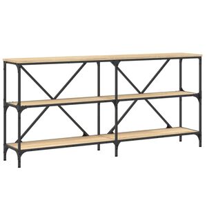 vidaXL Konzolna mizica sonoma hrast 160x30x75 cm inž. les in železo