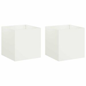 vidaXL Vrtni lonček 2 kos Bela 20 x 20 x 20 cm Mlinjeni jeklo