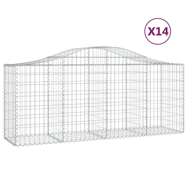 vidaXL Obokane gabion košare 14 kosov 200x50x80/100 cm cinkano železo