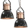 vidaXL Stropna svetilka 2 kosa črna okrogla E27