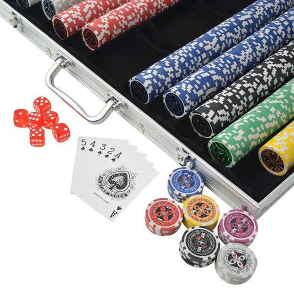 vidaXL Poker Set s 1000 Laserskimi Žetoni Aluminij