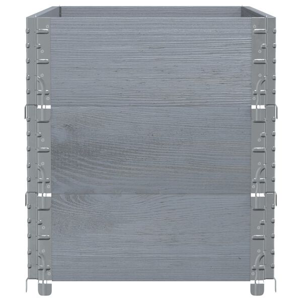 vidaXL Paletni okvirji 3 kosi sivi 100x50 cm trdna borovina