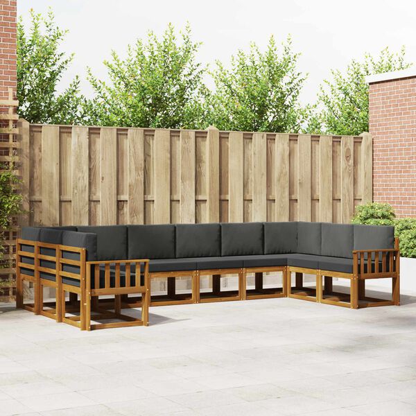 vidaXL Zunanja garnitura za sedenje 10 pcs Naravna in antracitna