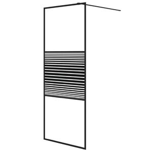 vidaXL Pregrada za tu&scaron; črna 80x195 cm prozorno ESG steklo