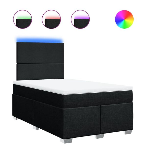 vidaXL Box spring postelja z vzmetnico črn 120x200 cm blago