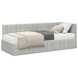 vidaXL Kotni okvir postelje z matrico 2 pcs Svetlo siva Žamet