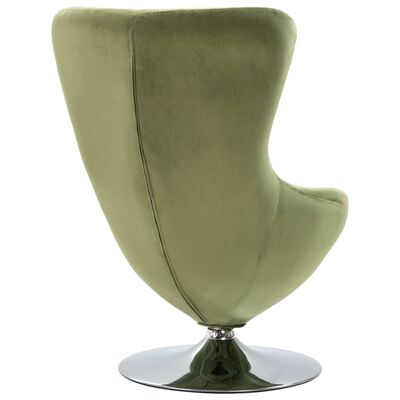 vidaXL Vrtljiv jajčast stol z blazino svetlo zelen žamet
