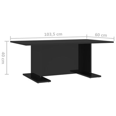 vidaXL Klubska mizica visok sijaj črna 103,5x60x40 cm iverna plošča