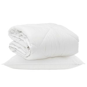 vidaXL Celosezonski pokrivalo z blazino 2 pcs Bela Mikrovlakna