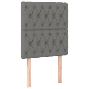 vidaXL Vzglavje postelje temno sivo 80x7x118/128 cm blago