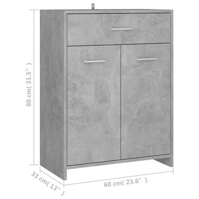 vidaXL Kopalniška omarica betonsko siva 60x33x80 cm iverna plošča