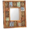 vidaXL Ogledalo z Budo 50x50 cm trden predelan les