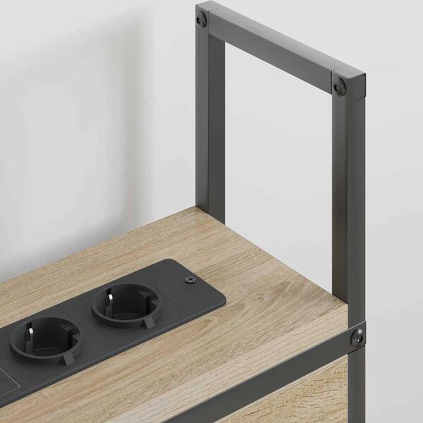 vidaXL Headboard za shranjevanje z postajo za polnjenje sonoma hrast