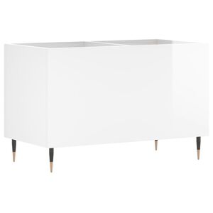 vidaXL Omarica za gramofonske plo&scaron;če sijaj bela 74,5x38x48 cm inž. les