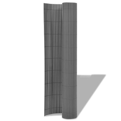 vidaXL Dvostranska vrtna ograja PVC 90x300 cm siva