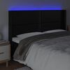 vidaXL LED posteljno vzglavje črno 163x16x118/128 cm umetno usnje