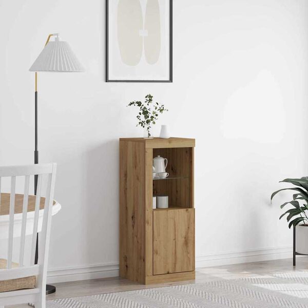 vidaXL LED bočni predalnik z LED lučmi Umetni hrast 41 x 37 x 100 cm