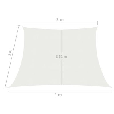 vidaXL Senčno jadro 160 g/m² belo 3/4x3 m HDPE
