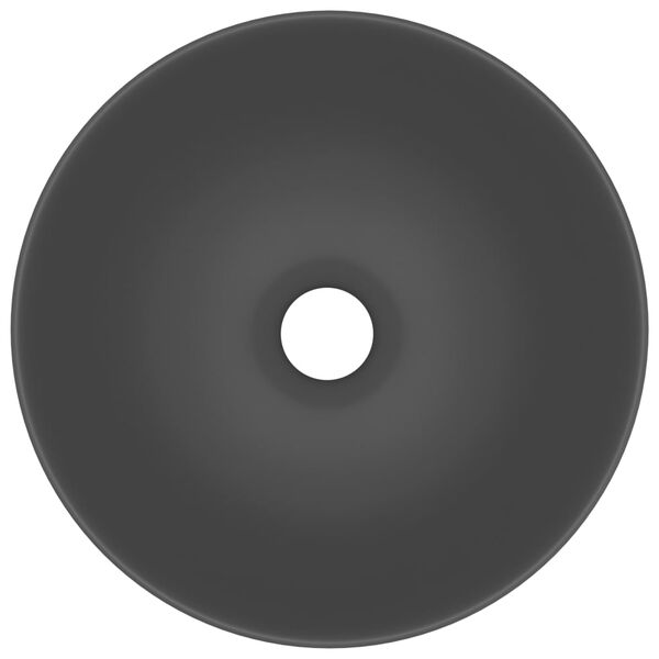 vidaXL Kopalni&scaron;ki umivalnik keramičen temno siv okrogel