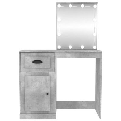 vidaXL Toaletna mizica z LED lučmi beton. siva 90x50x132,5 cm inž. les