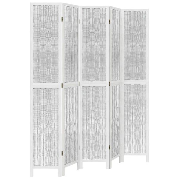 vidaXL Paravan 5-delni bel trden les pavlovnije