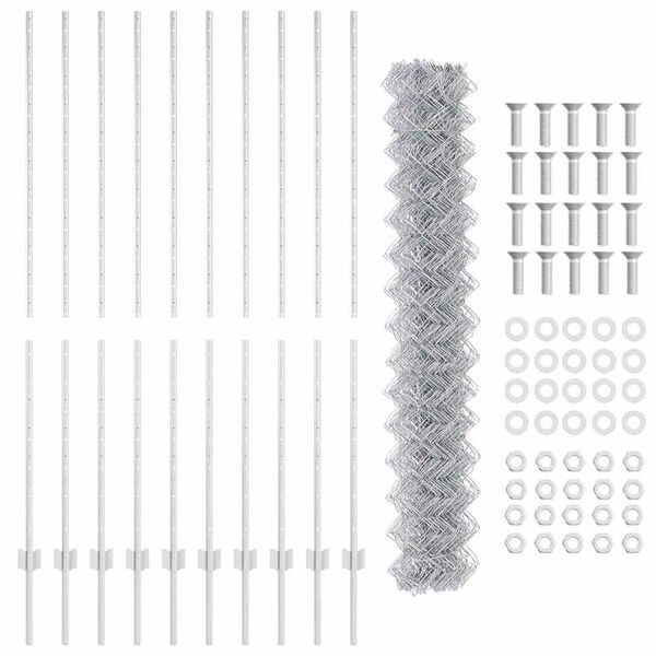 vidaXL Ograja s stebrom srebrna 1,6 x 10 m Jeklo