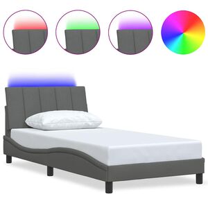 vidaXL Posteljni okvir brez vzmetnice Hanko temno siv 100x200 cm blago