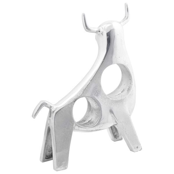 vidaXL Skulptura bika srebrna 22 x 9.5 x 34 cm Aluminij