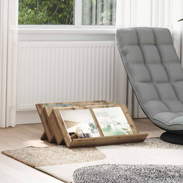 vidaXL Regal za revije Umetni hrast 65 x 53 x 28,5 cm Konstruiran les